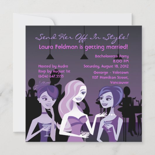 Girls' Night Bachelorette Invitation Kaart (Voorkant)