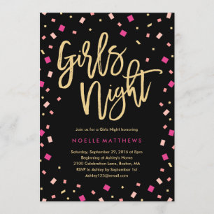 Girls Night Confetti Bachelorette Party Kaart