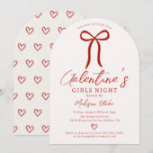 Girls Night Galentine's Day Invitation Kaart (Voorkant / Achterkant)