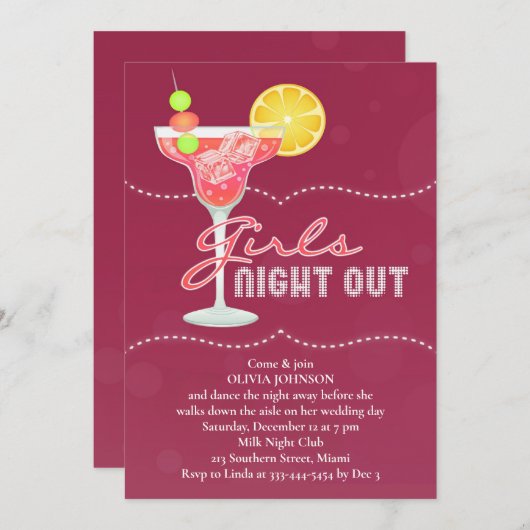 Girls Night Out Bachelorette Party Kaart (Voorkant / Achterkant)