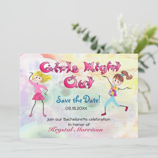 Girl's Night Out - Bewaar de datum Save The Date (Staand voorkant)