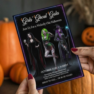 Girls Night Out Dancing Monster Halloween Party Kaart