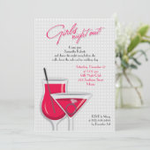 Girls Night Out Flat Uitnodiging (Staand voorkant)