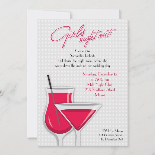 Girls Night Out Flat Uitnodiging (Voorkant)
