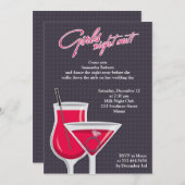 Girls Night Out Flat Uitnodiging (Voorkant / Achterkant)