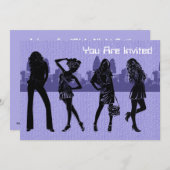 Girls Night Out Invitation Sjabloon Kaart (Voorkant / Achterkant)