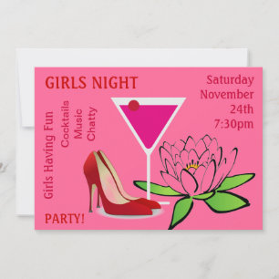 Girls Night Out Party Cocktails schotelen bloemen Kaart
