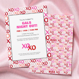 Girls Night Out XOXO Roze Schattige Galentijn Day Kaart