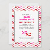 Girls Night Out XOXO Roze Schattige Galentijn Day Kaart (Voorkant)