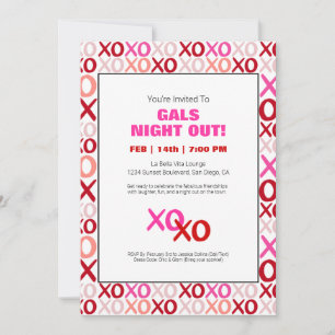 Girls Night Out XOXO Roze Schattige Galentijn Day Kaart