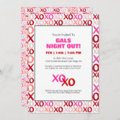 Girls Night Out XOXO Roze Schattige Galentijn Day Kaart (Voorkant / Achterkant)