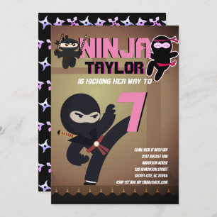 Girls NINJA MOVIE STAR WARRIOR Cartoon Party Kaart
