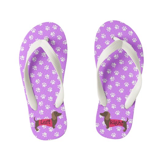 Girls Paarse Dachshund Teenslippers (Voetbed)