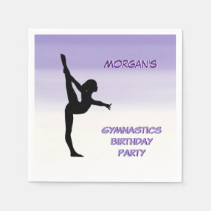 Girls Paarse Ombre Gymnastics Party Servet