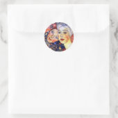 Girls par Gustav Klimt Sticker Round (Sac)