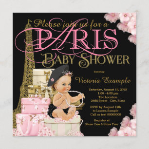 Girls Paris Baby Shower Invitations Kaart