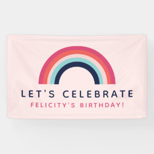 Girl's Party Gepersonaliseerde naam Rainbow Theme Spandoek