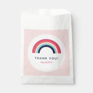 Girls Party Gepersonaliseerde Regenboog Naam Roze Bedankzakje