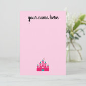 Girls Personalized Castle Stationery Notecards Kaart (Staand voorkant)