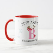 Girls Personalized Reindeer B Hot Chocolate Mug Mok (Links)