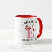 Girls Personalized Reindeer E Hot Chocolate Mug (Devant droit)