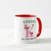Girls Personalized Reindeer K Hot Chocolate Mug (Devant droit)