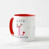 Girls Personalized Reindeer L Hot Chocolate Mug (Devant gauche)