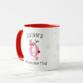 Girls Personalized Reindeer Q Hot Chocolate Mug Mok (Voorkant links)