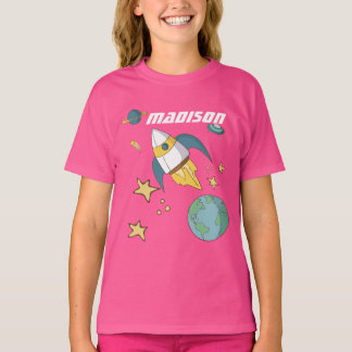 Girls Personalized Rocket Ship Shirt