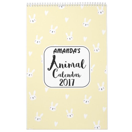 Girls Personnalisé Cute Animals 2017 Calendrier (Protection)