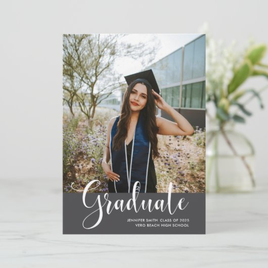 Girl's Photo Graduation Party Aankondiging (Staand voorkant)