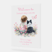 Girl's Pink Baby Shower Dog Themed Welcome (Angle)