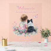 Girl's Pink Baby Shower Dog Themed Welcome (Mariage)