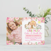 Girls Pink Barnyard Photo invitation anniversaire (Debout devant)