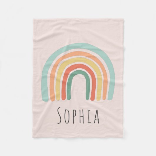Girls Pink Boho Rainbow Kinderen Fleece Deken (Voorkant)