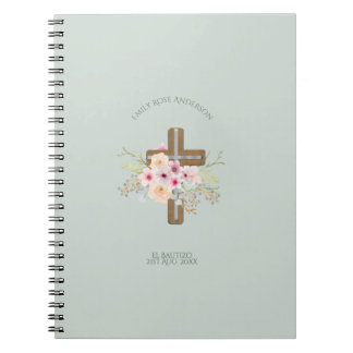Girls Pink floral BAUTIZO Baptism Bautismo Named Notitieboek