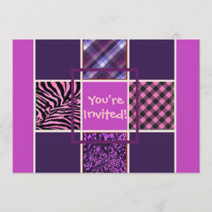 Girls Pink Fun Mix Birthday Invitations Kaart