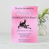 Girls Pink Gymnastique Anniversaire Invitation (Debout devant)
