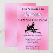 Girls Pink Gymnastique Anniversaire Invitation (Devant / Derrière)