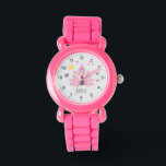 Girls Pink Princess Castle et Crown Kids<br><div class="desc">Cet adorable enfant montre design dispose d'un château de princesse rose,  couronne,  étoiles,  coeurs et fleurs,  et peut être personnalisée avec votre nom de fille. Le cadeau magique rose parfait pour votre prince ou votre enfant amoureux de princesse!</div>
