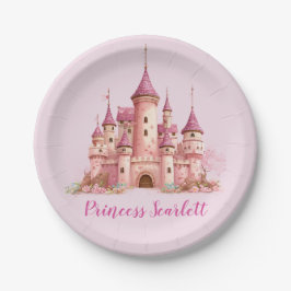 Girls Pink Princess Personalised Paper Plate Papieren Bordje