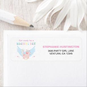 Girls Pink Unicorn Magical Day Birthday Party Etiket
