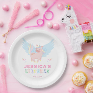 Girls Pink Unicorn Magical Day Birthday Party Papieren Bordje
