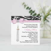 Girls Pink Zebra afstudeeraankondigingen Kaart (Staand voorkant)