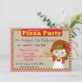 Girls Pizza Party Invitation Kaart (Staand voorkant)