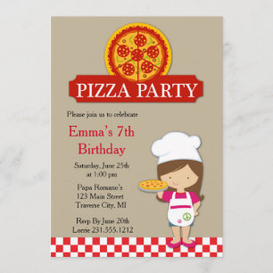 Girls Pizza Party Verjaardag Uitnodiging