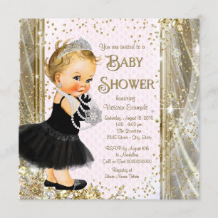 Girls Princess Little Lady Pink Gold Baby shower Kaart