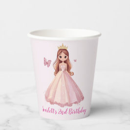 Girls Princess Personalised Party Paper Cups Papieren Bekers