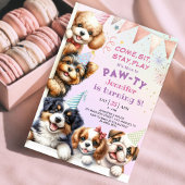 Girls Puppy Lets Pawty 8e anniversaire Invitation