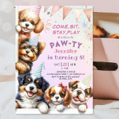 Girls Puppy Lets Pawty 8e anniversaire Invitation